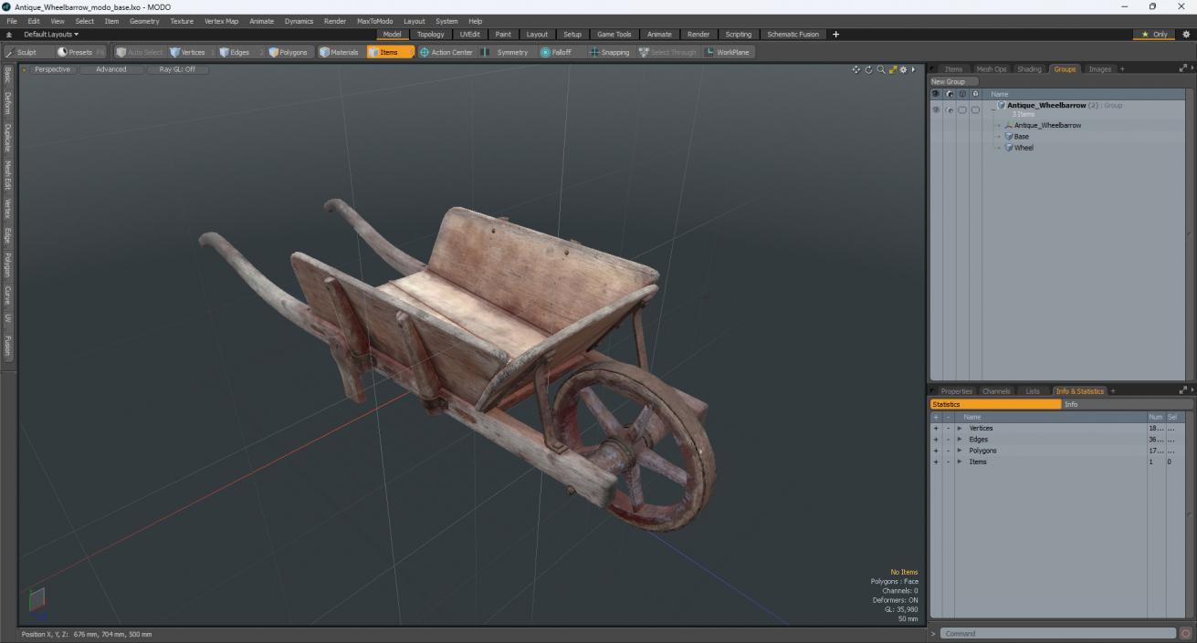 Antique Wheelbarrow 3D model