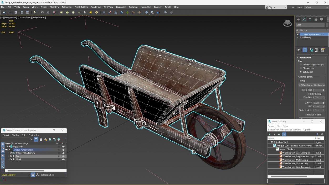 Antique Wheelbarrow 3D model