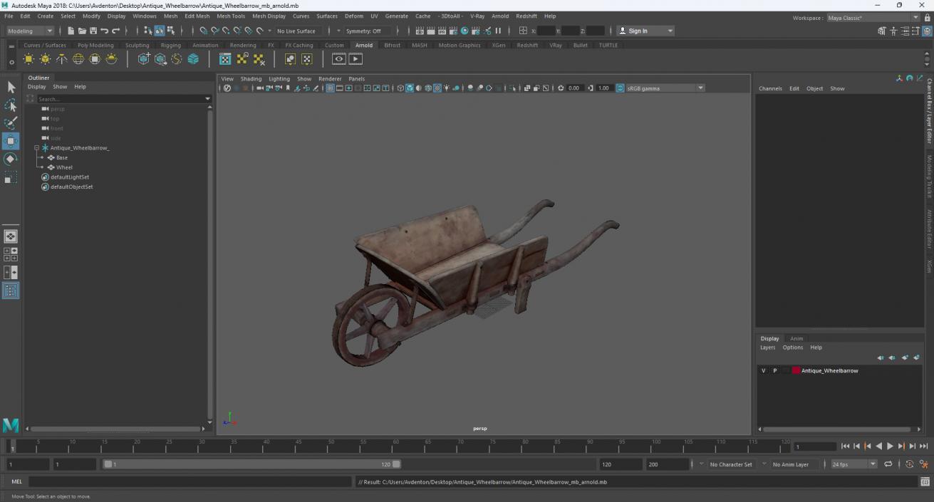 Antique Wheelbarrow 3D model