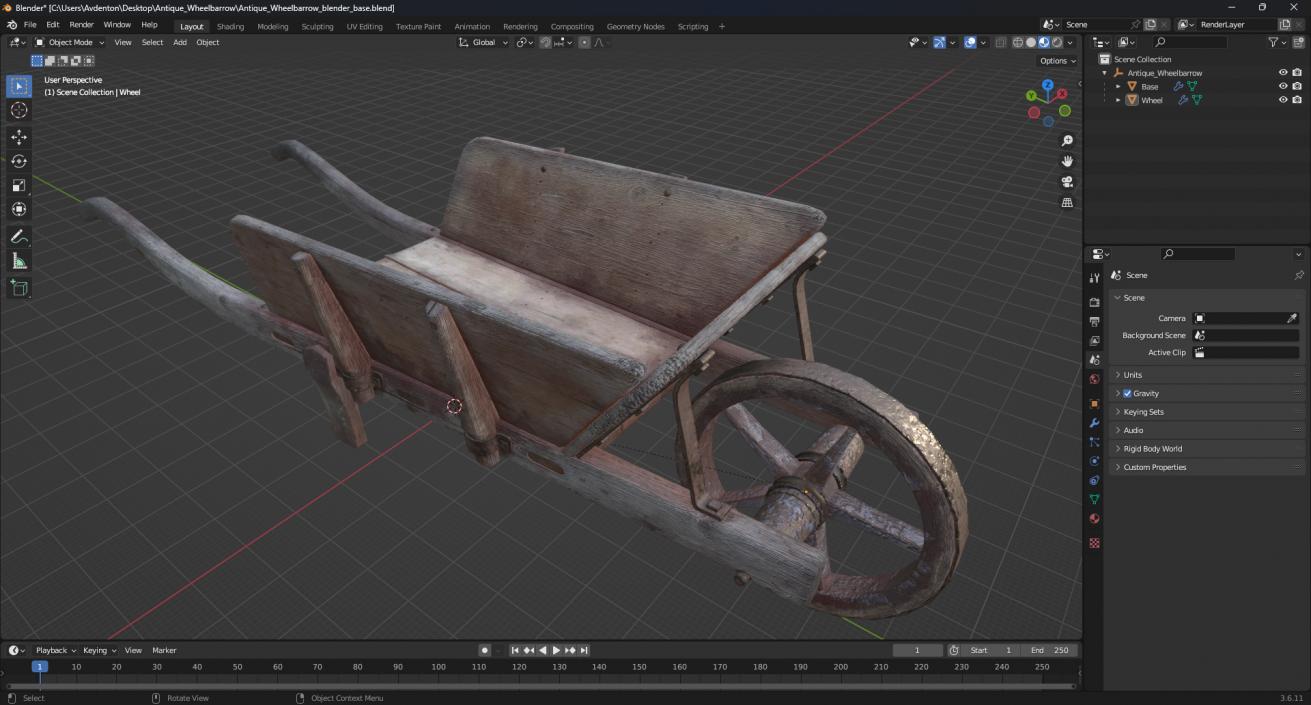 Antique Wheelbarrow 3D model