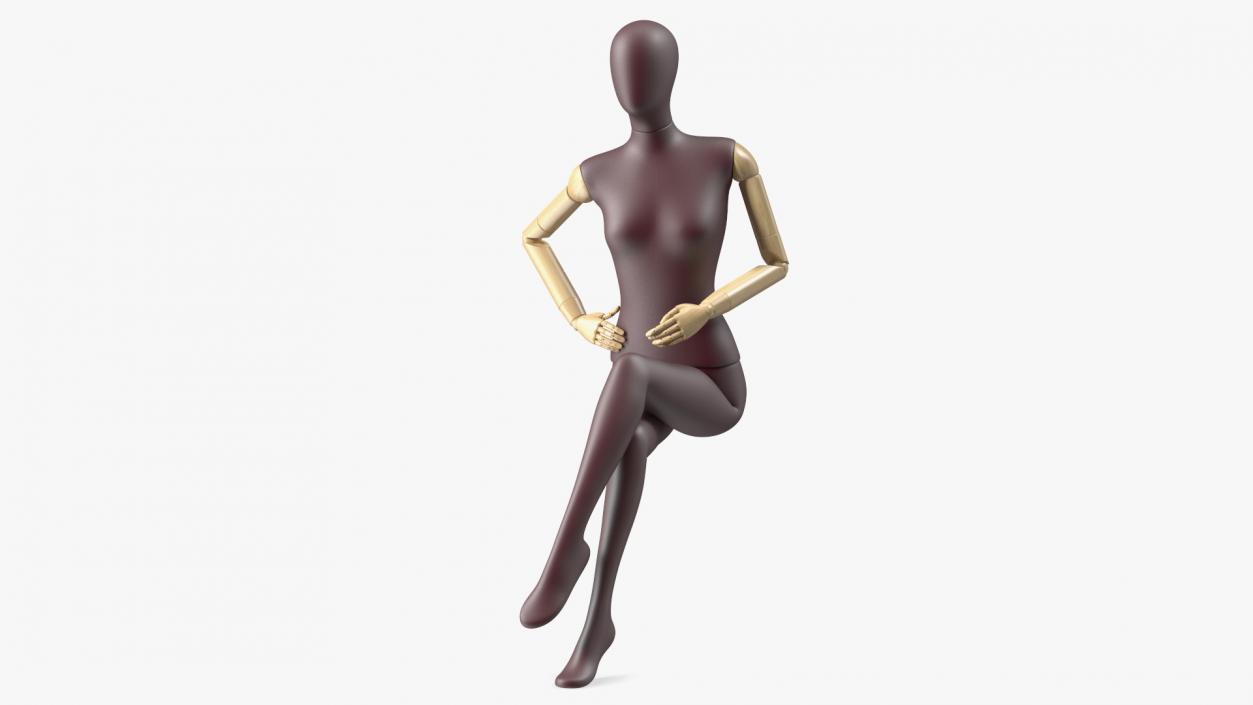 3D Flexible Female Mannequin Sitting Pose Satin Red model