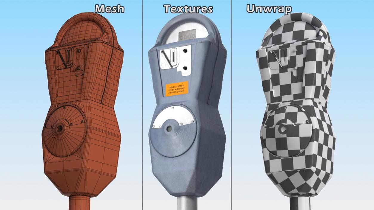 3D Digital Parking Meters Collection model