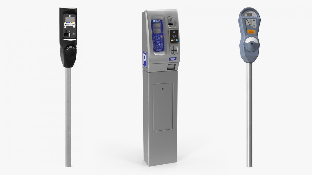 3D Digital Parking Meters Collection model