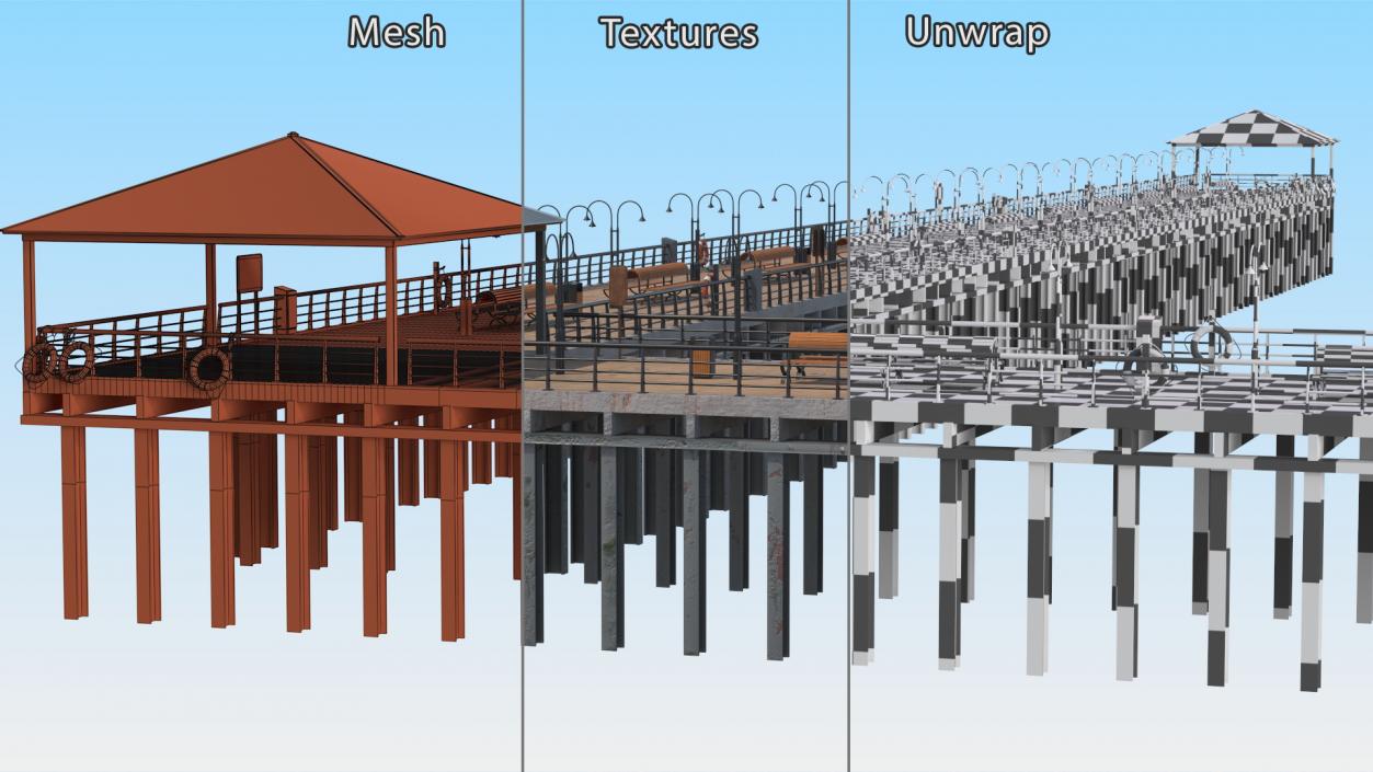 3D Walking Beach Pier model