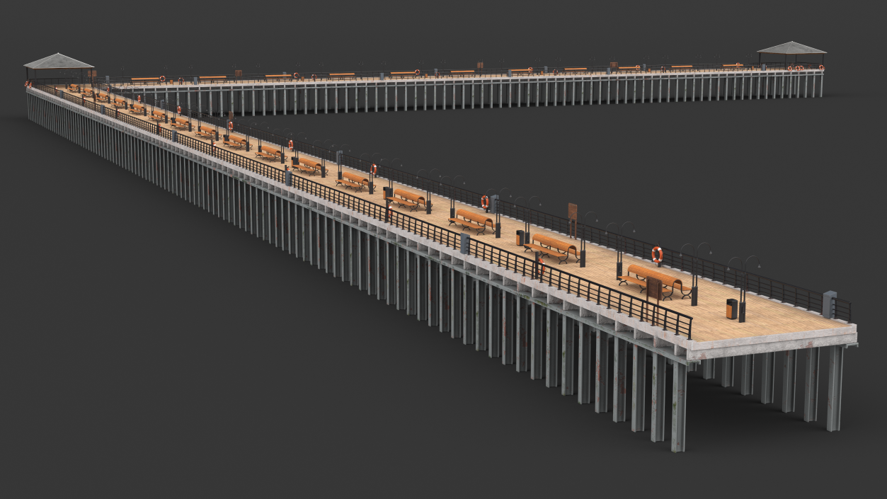 3D Walking Beach Pier model