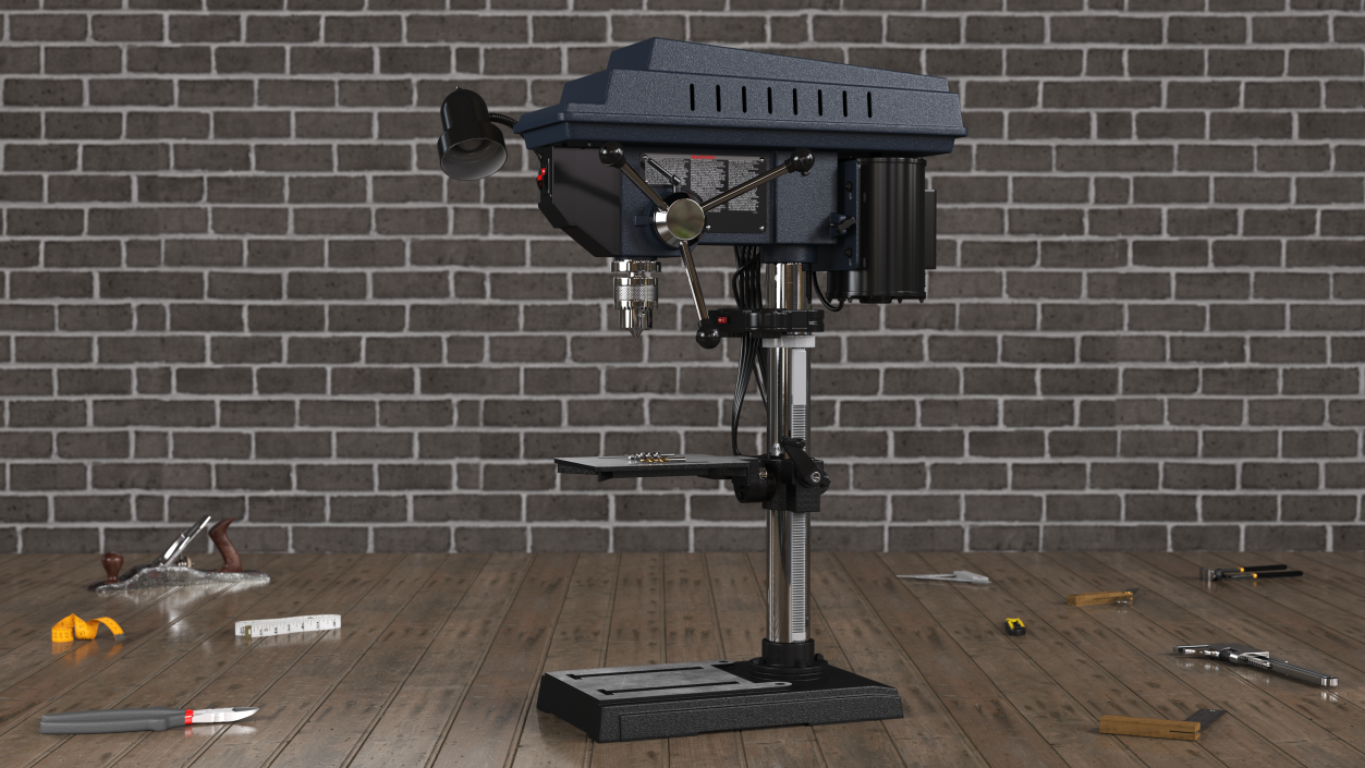 3D Bench Drill Press with Drill Bits model