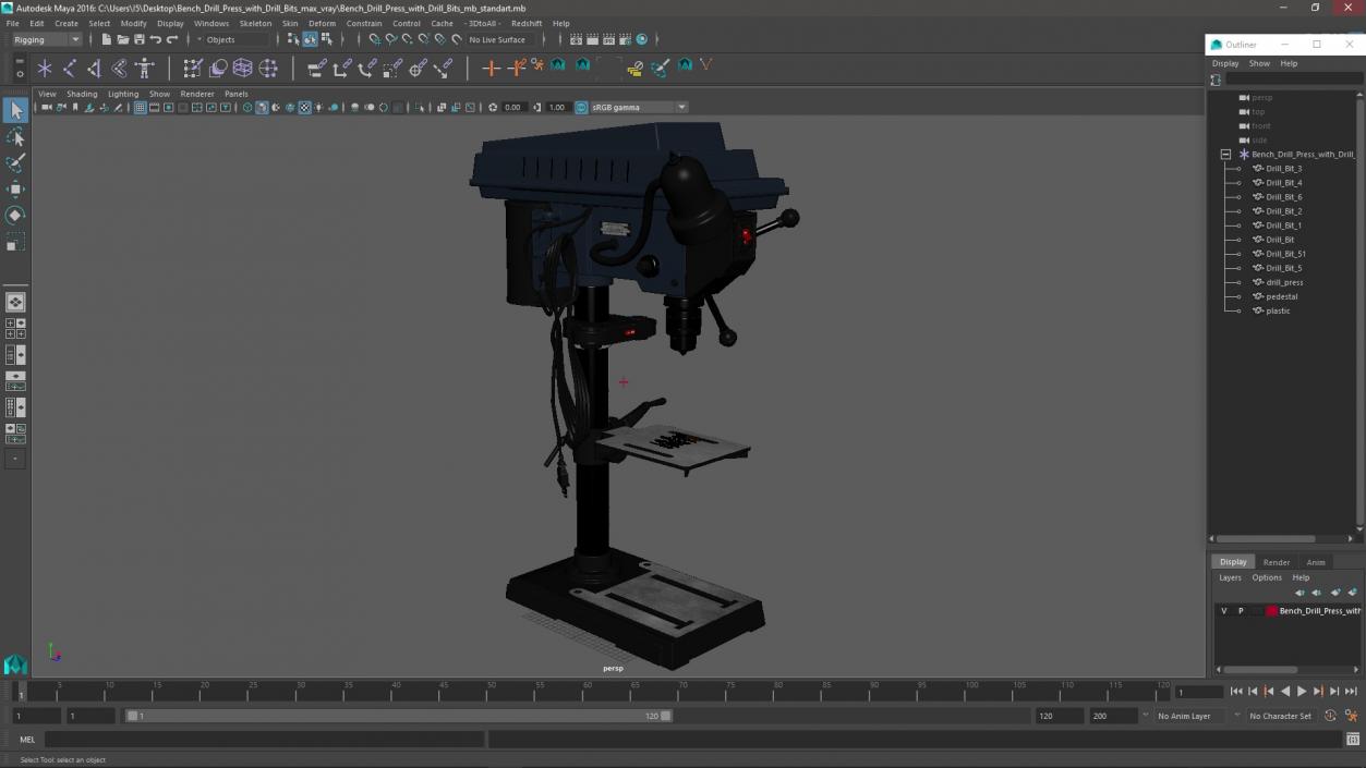 3D Bench Drill Press with Drill Bits model