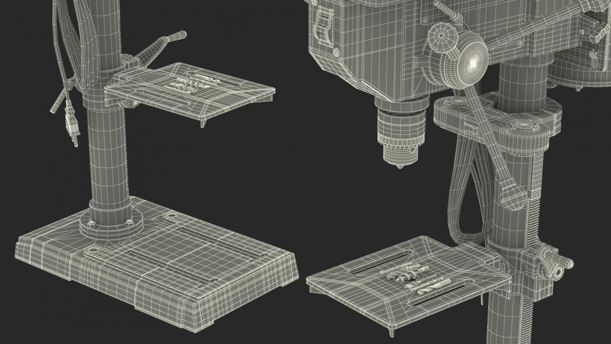 3D Bench Drill Press with Drill Bits model