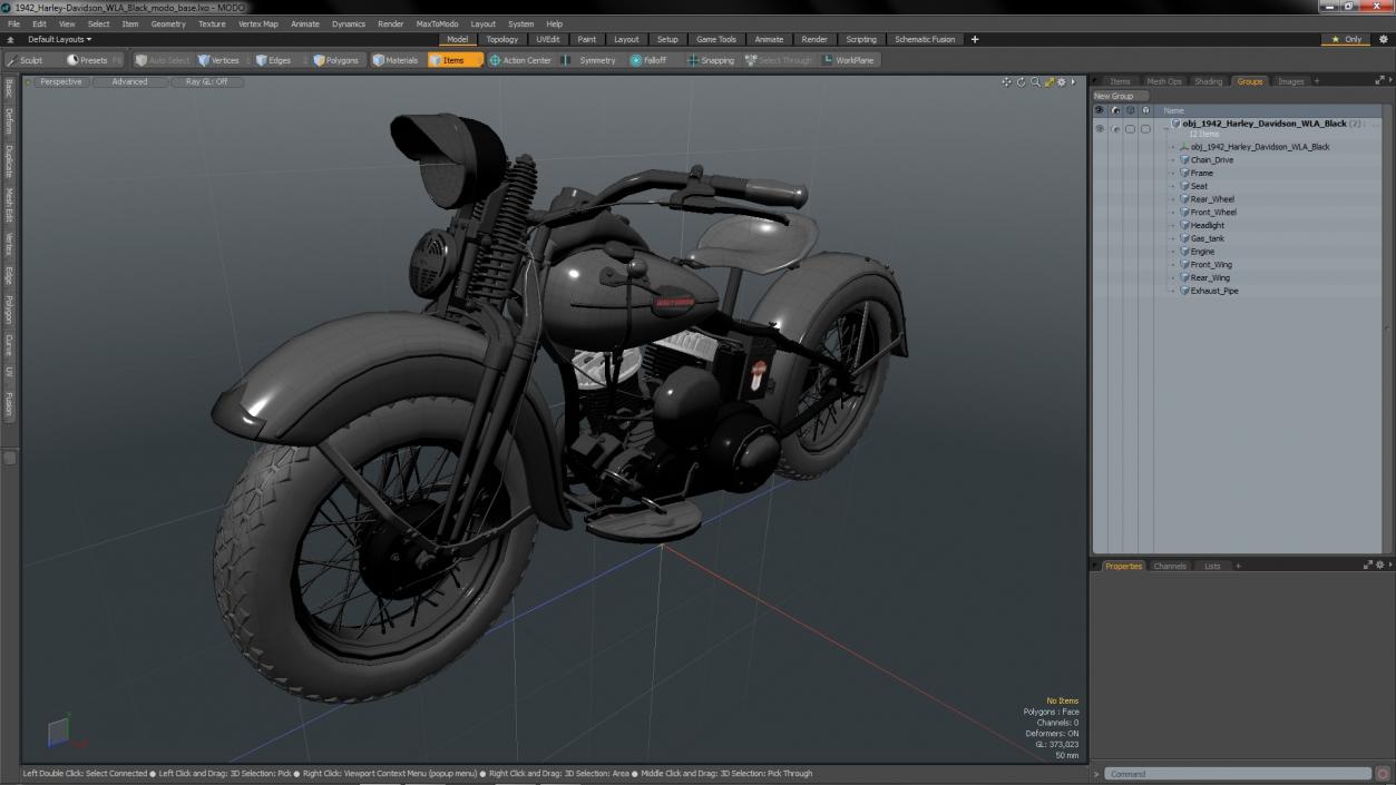 3D model 1942 Harley-Davidson WLA Black