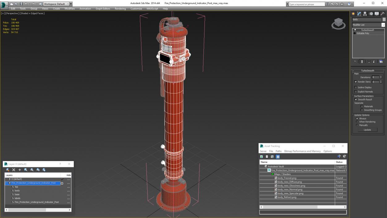 Fire Protection Underground Indicator Post 3D