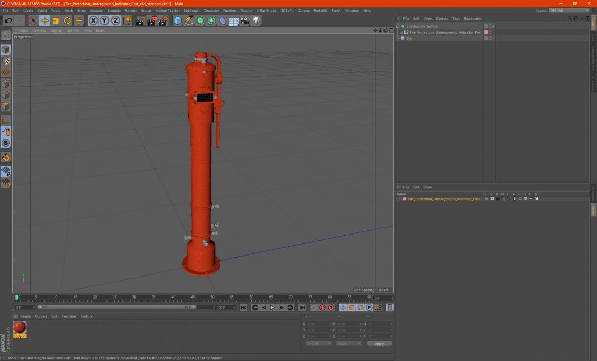 Fire Protection Underground Indicator Post 3D