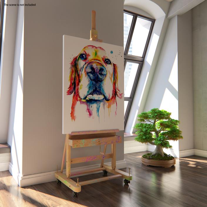 Studio Easel with Canvas 3D model