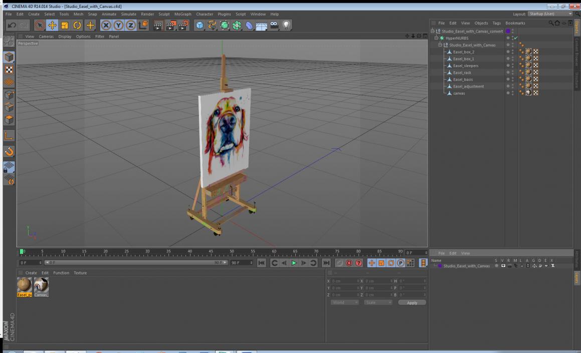 Studio Easel with Canvas 3D model