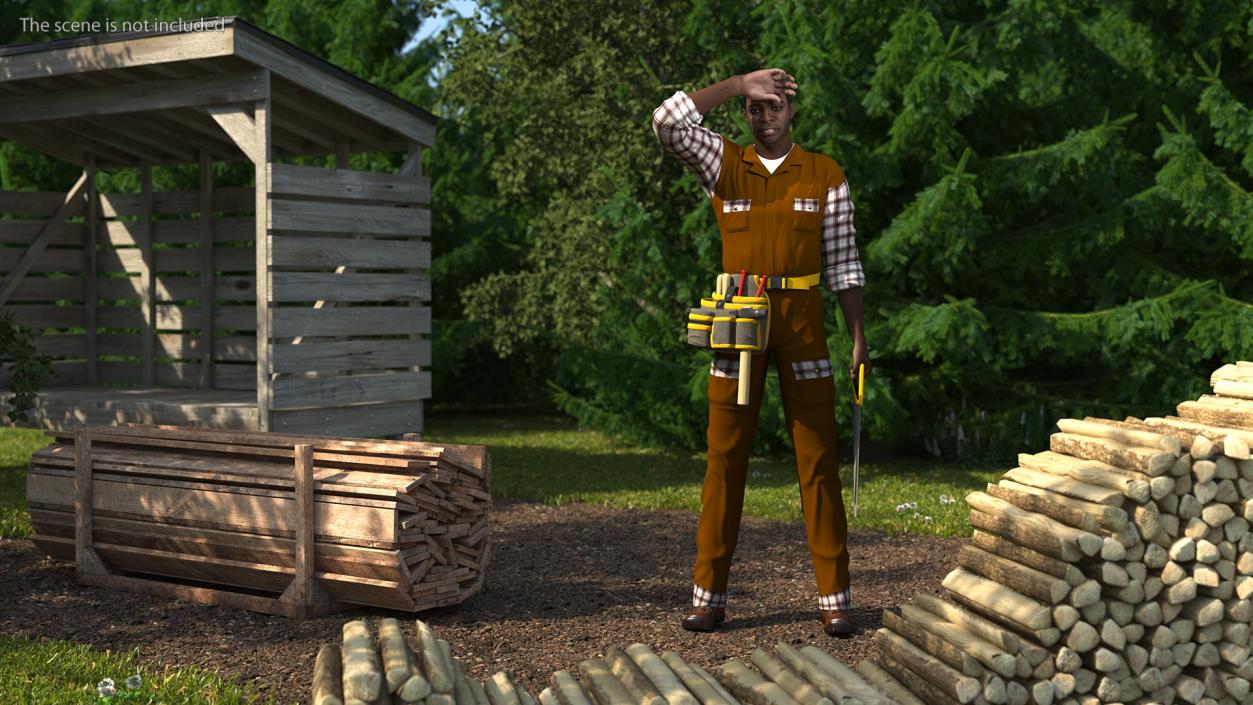 3D model Afro American Carpenter Rigged