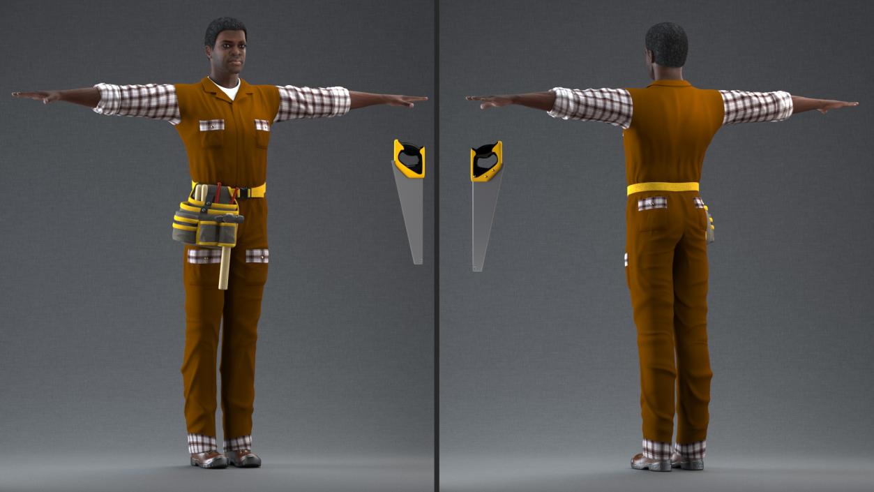 3D model Afro American Carpenter Rigged