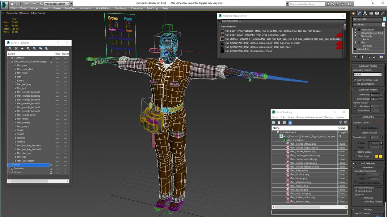 3D model Afro American Carpenter Rigged