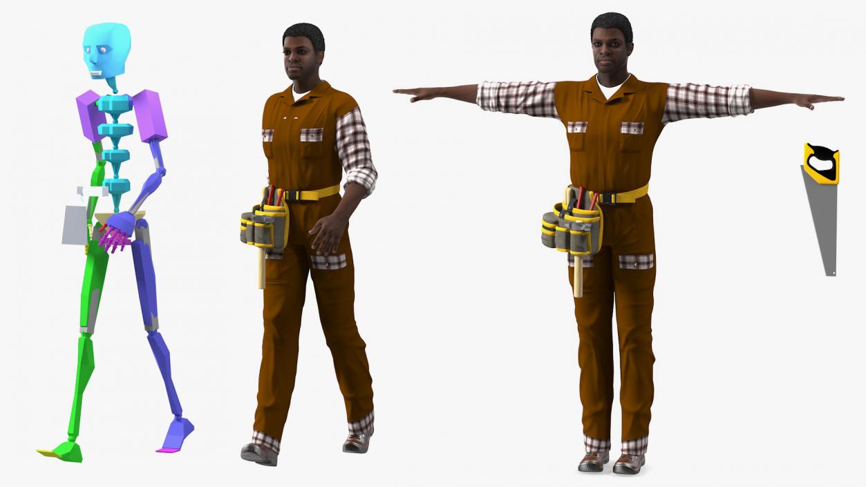 3D model Afro American Carpenter Rigged