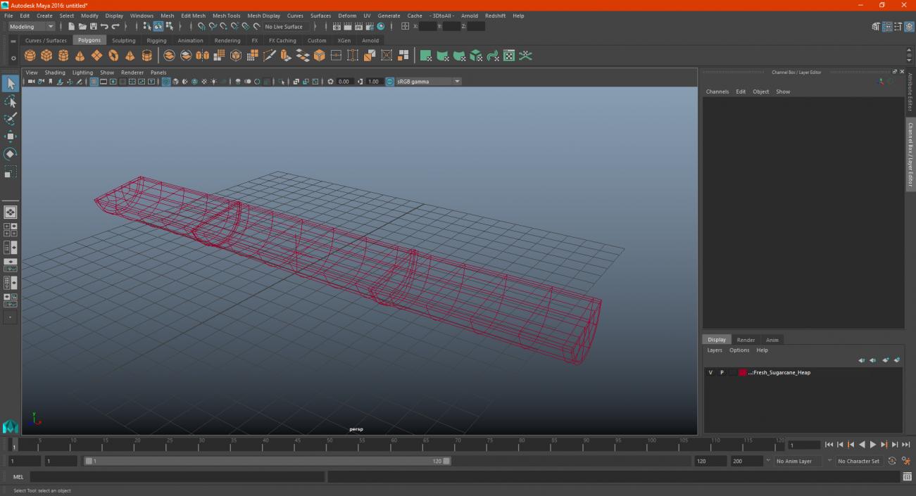 3D model Fresh Sugarcane Half Cut Piece