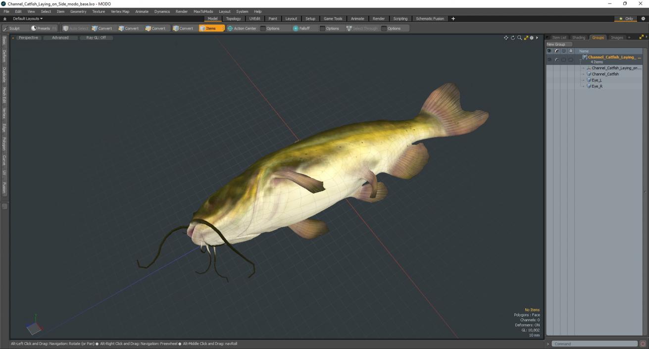 3D model Channel Catfish Laying on Side