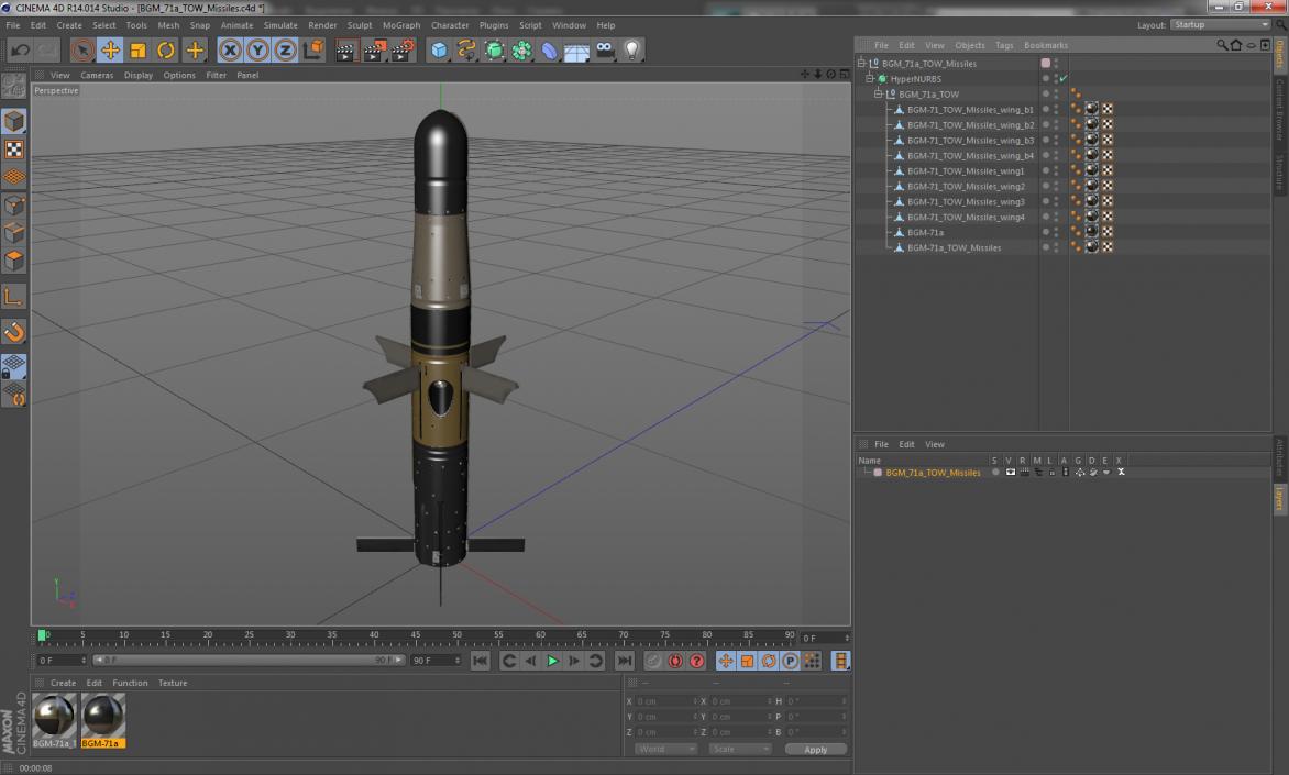 3D model BGM 71a TOW Missiles