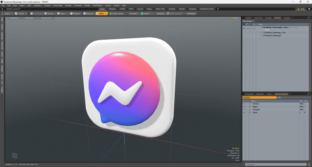 3D Facebook Messenger Icon model