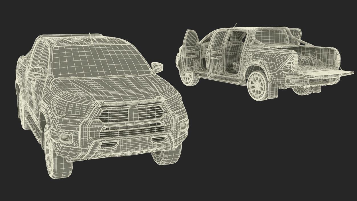 3D model Pickup Truck Black Rigged