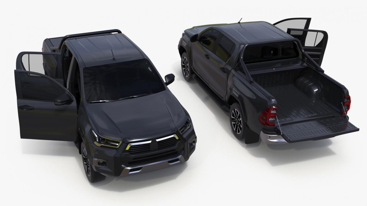 3D model Pickup Truck Black Rigged