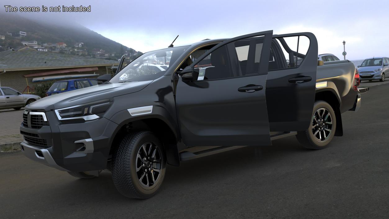 3D model Pickup Truck Black Rigged