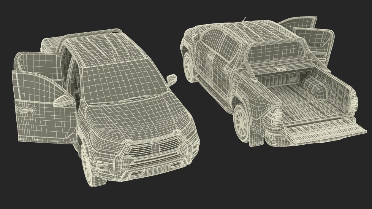 3D model Pickup Truck Black Rigged