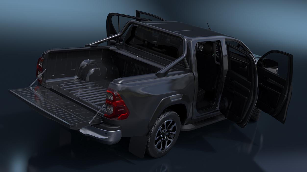 3D model Pickup Truck Black Rigged