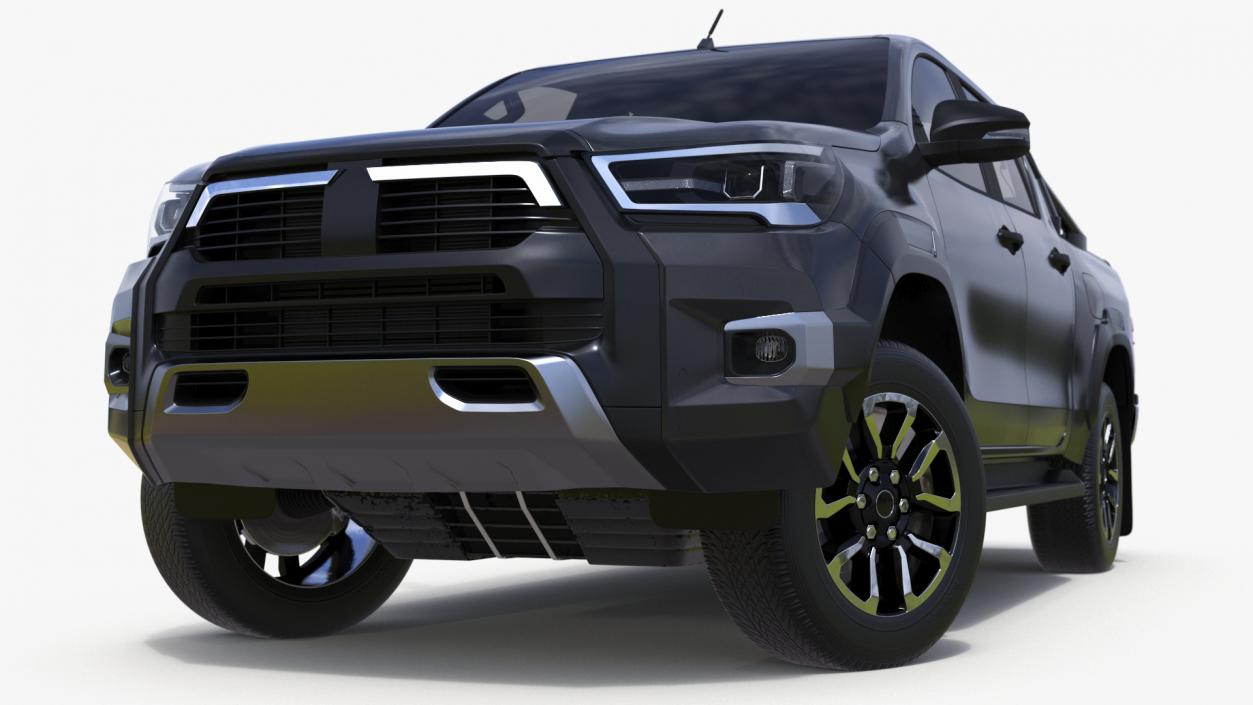 3D model Pickup Truck Black Rigged