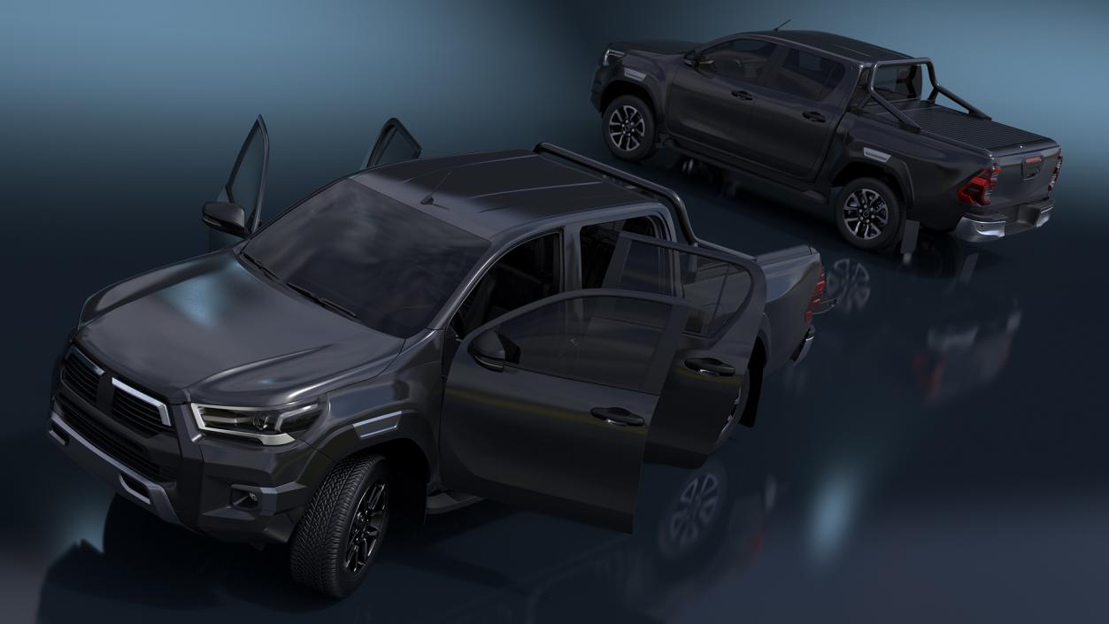 3D model Pickup Truck Black Rigged