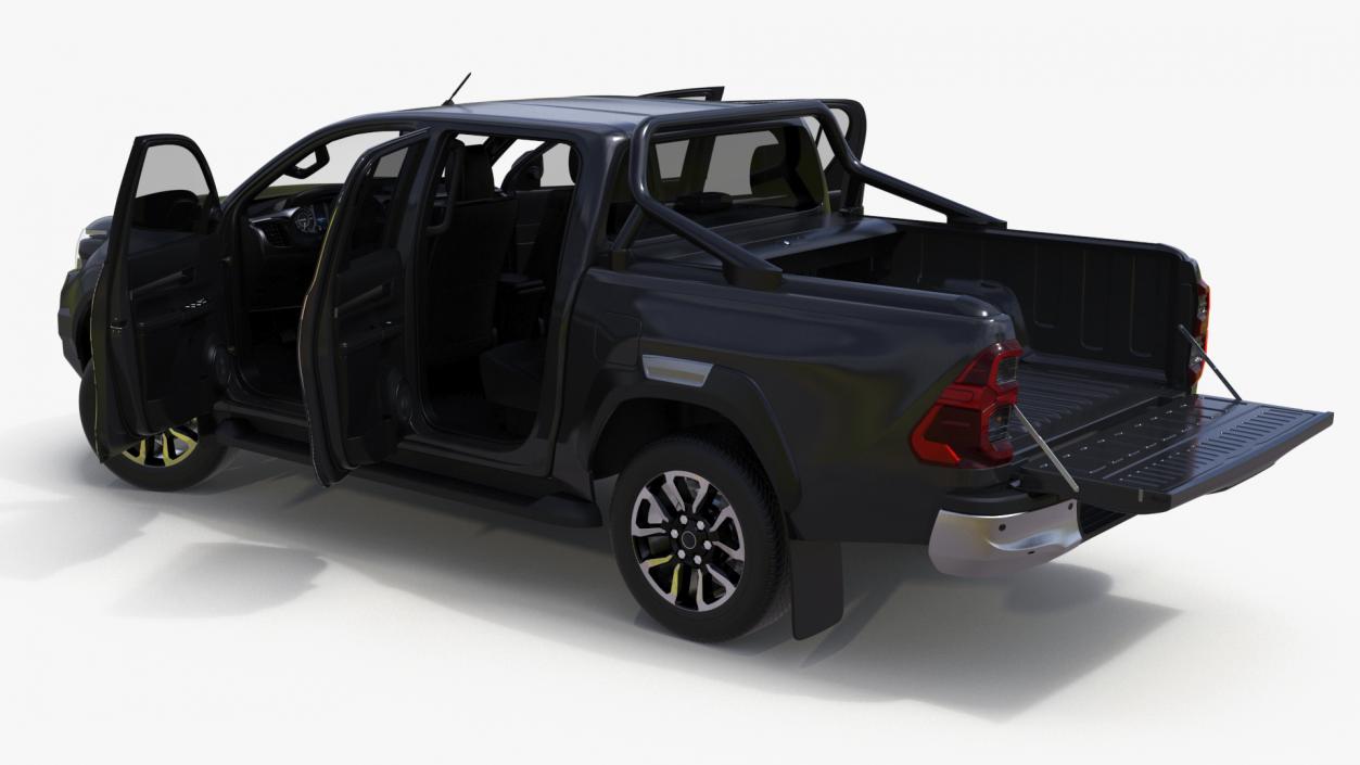 3D model Pickup Truck Black Rigged