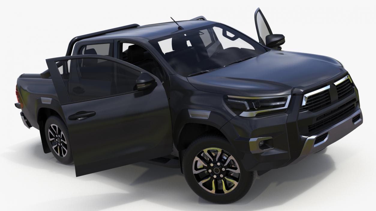 3D model Pickup Truck Black Rigged