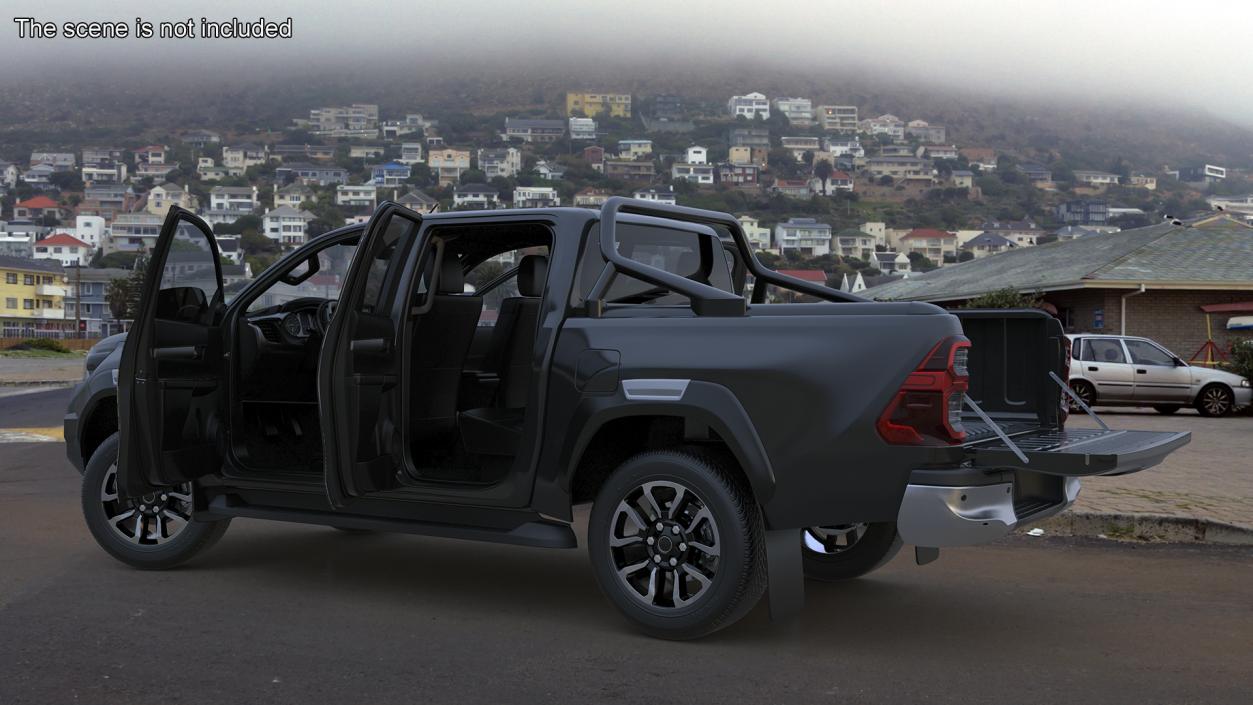 3D model Pickup Truck Black Rigged