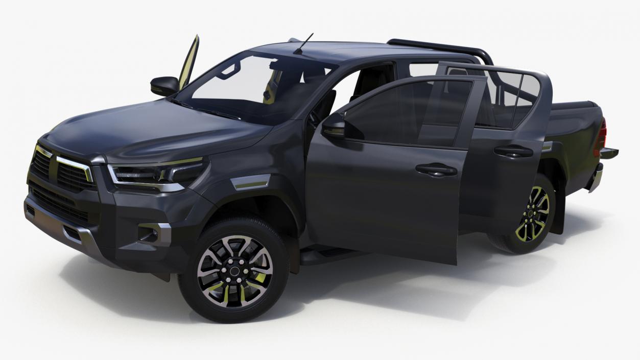 3D model Pickup Truck Black Rigged