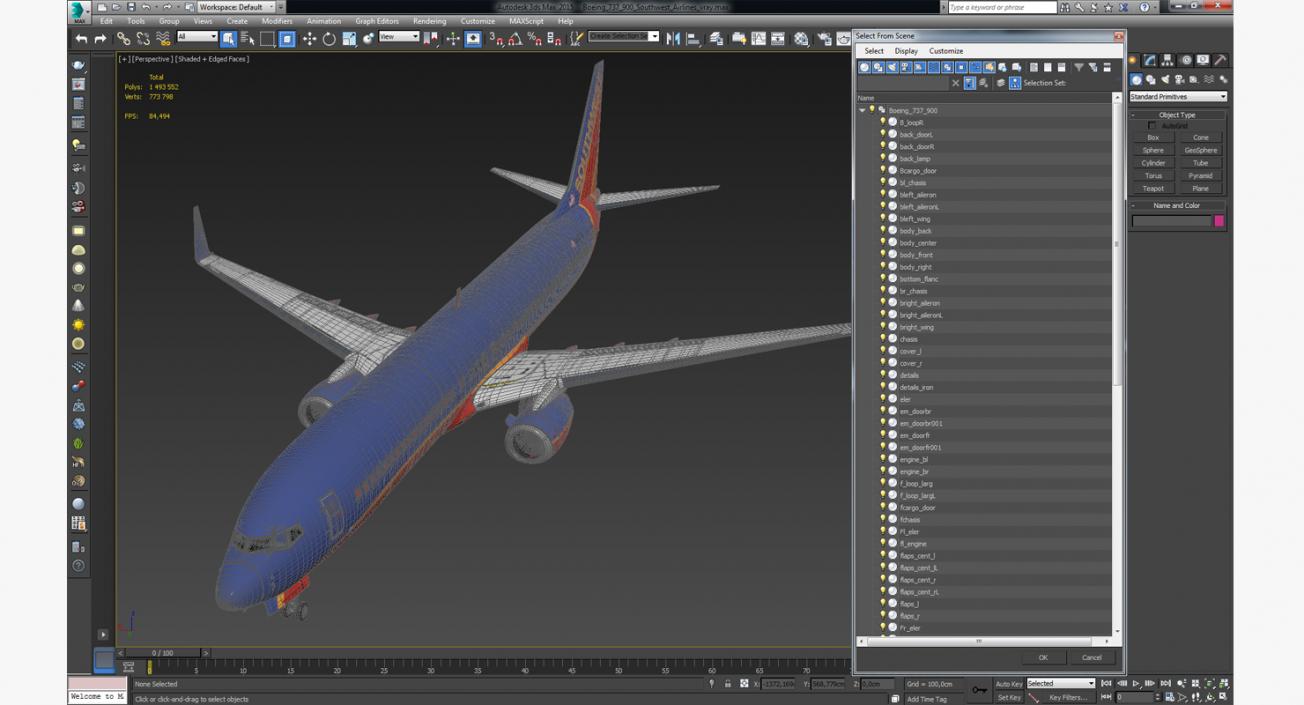 3D Boeing 737-900 Southwest Airlines model