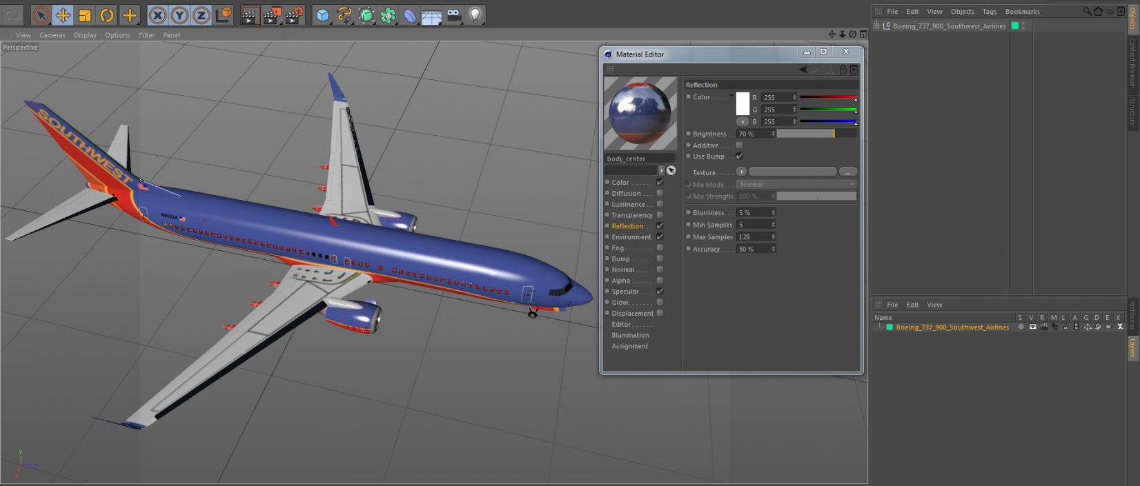 3D Boeing 737-900 Southwest Airlines model