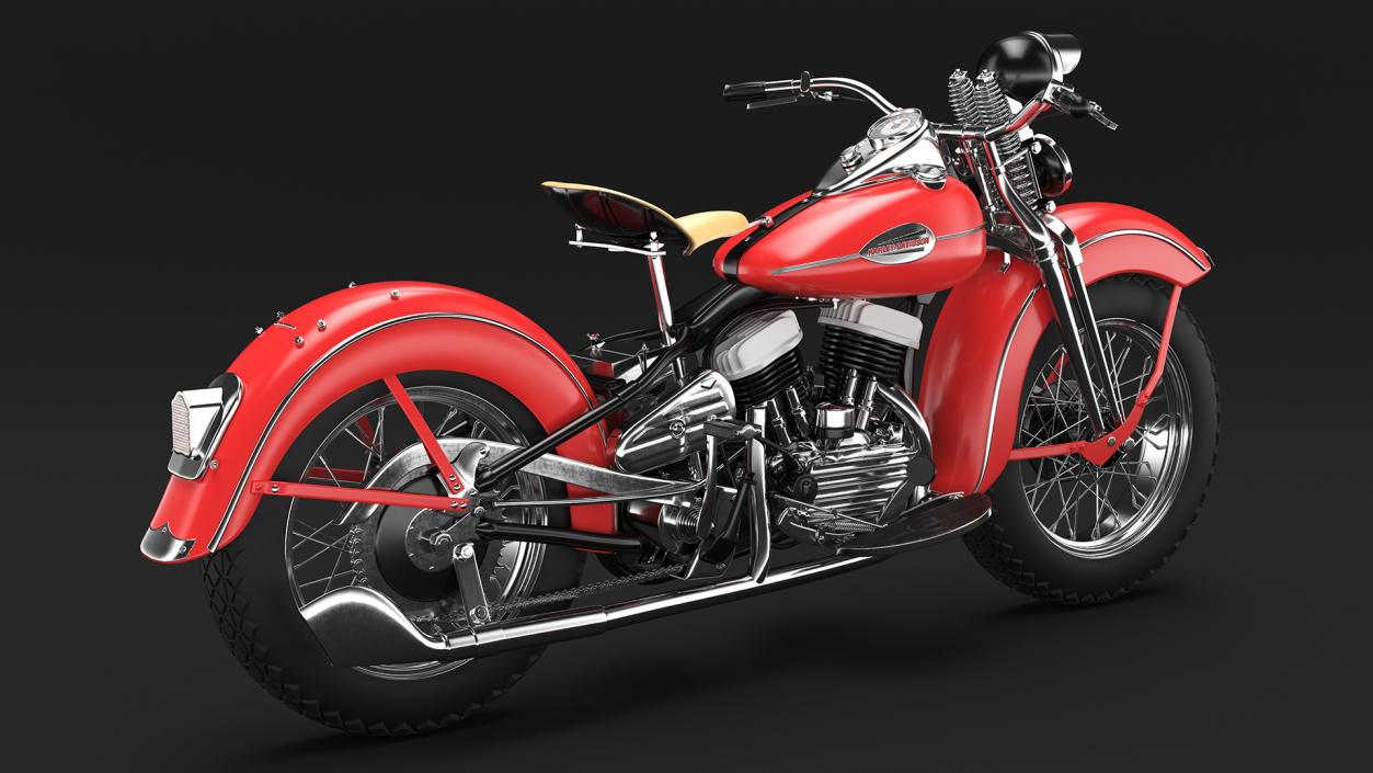 Motorcycle Harley-Davidson WLA Red 3D model