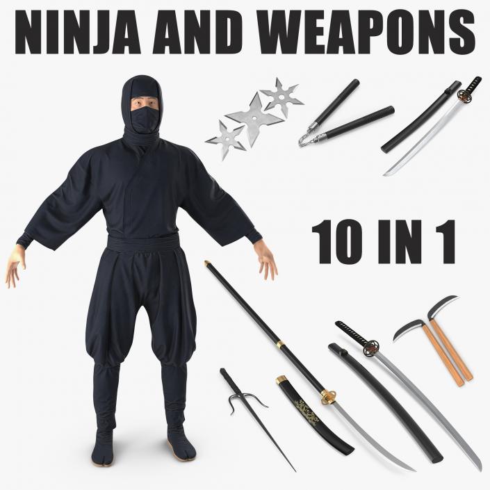 3D Ninja and Weapons Collection model