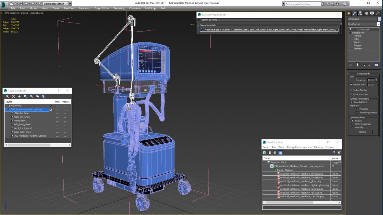 3D model ICU Ventilator Machine Generic