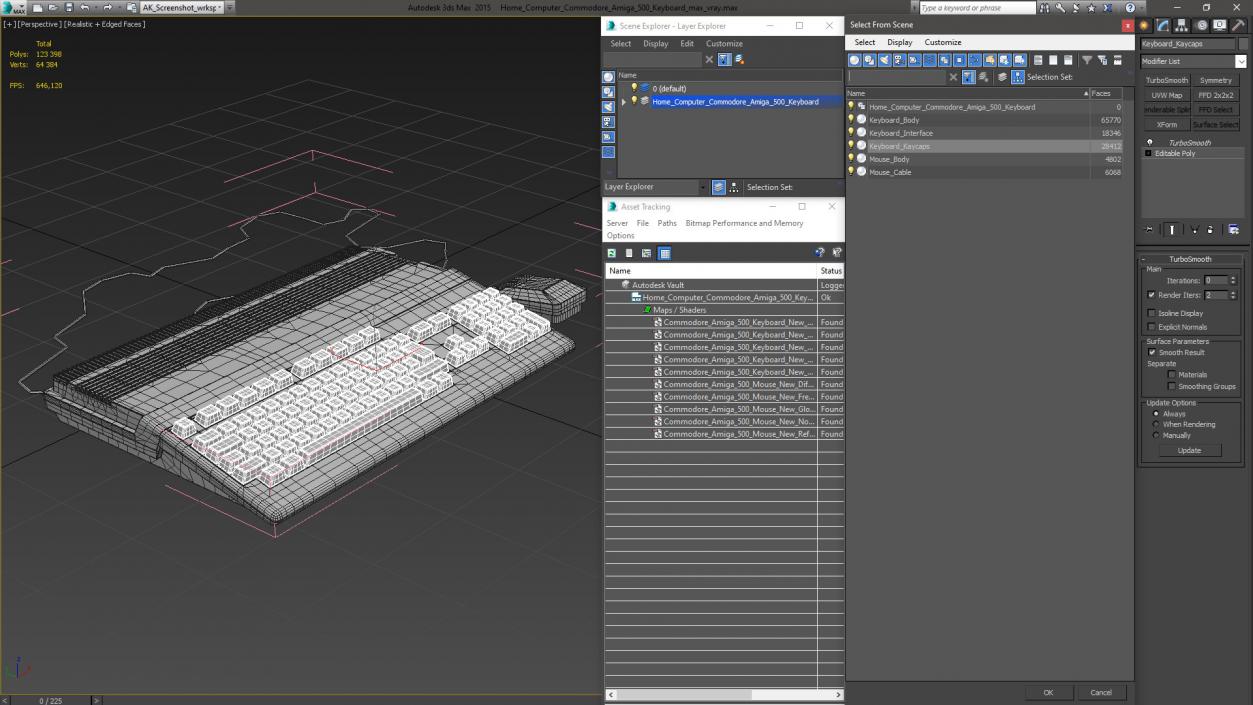 Home Computer Commodore Amiga 500 Keyboard 3D