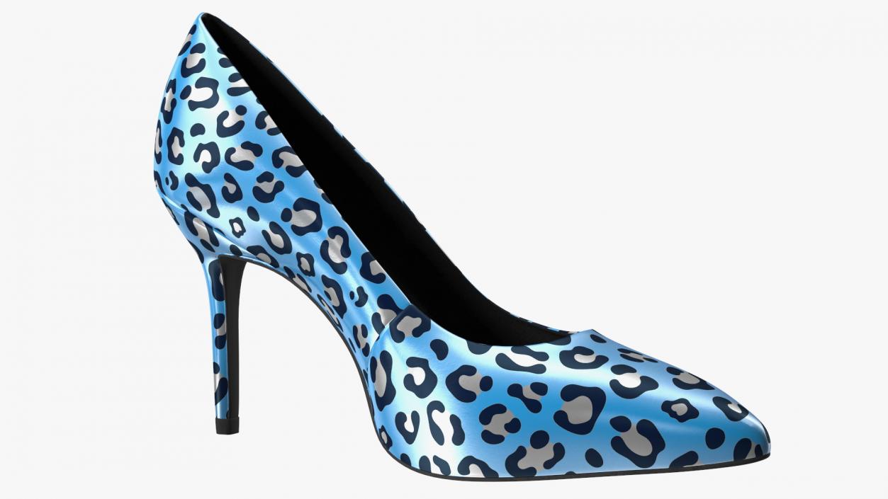 3D Blue Leopard Heels model