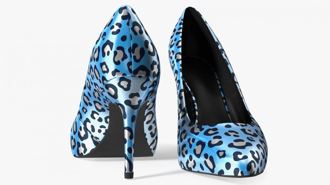 3D Blue Leopard Heels model