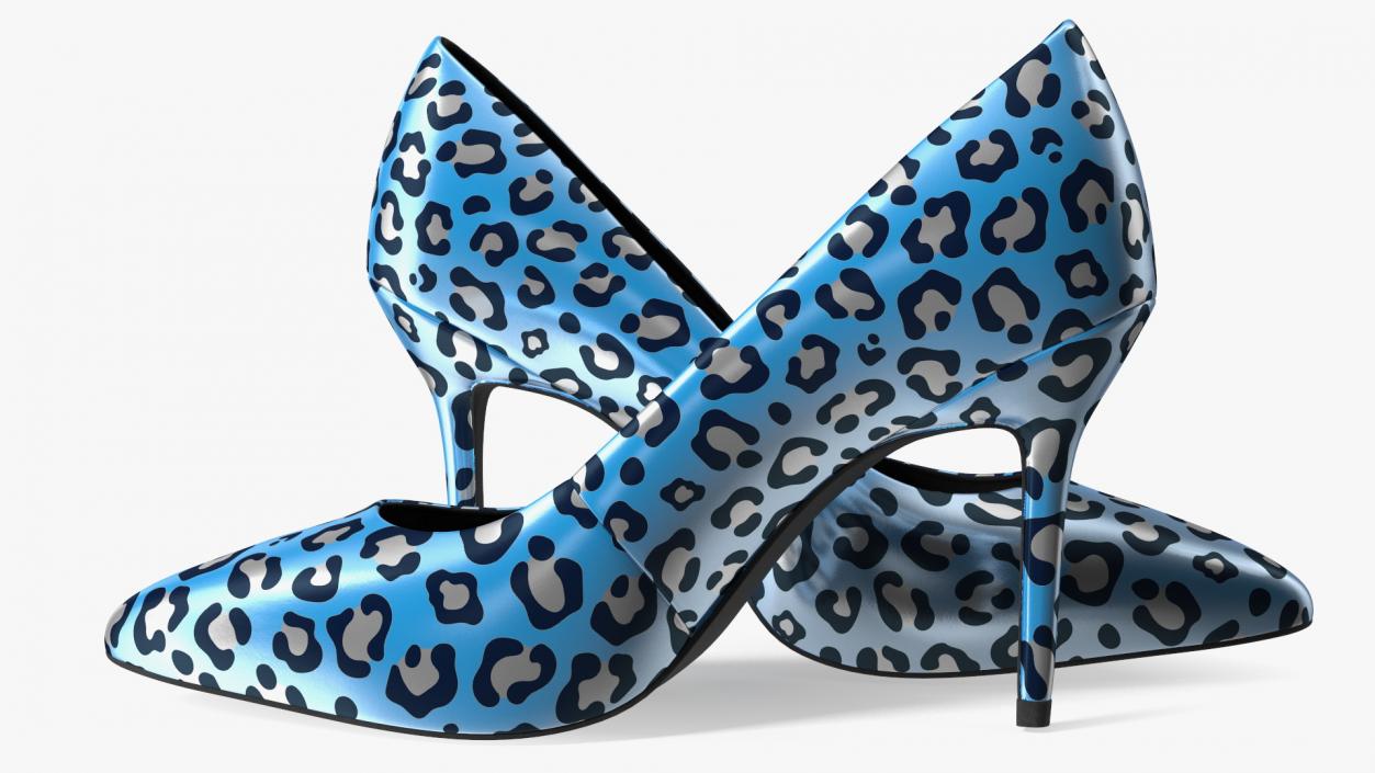 3D Blue Leopard Heels model