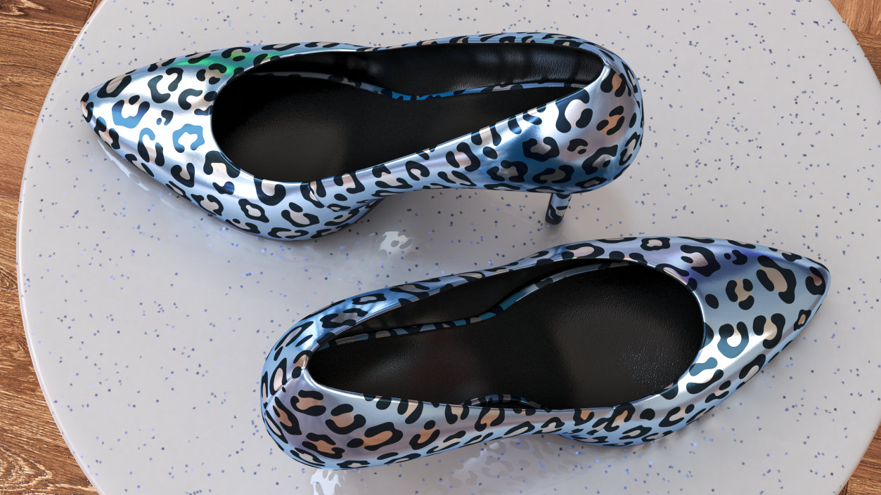 3D Blue Leopard Heels model