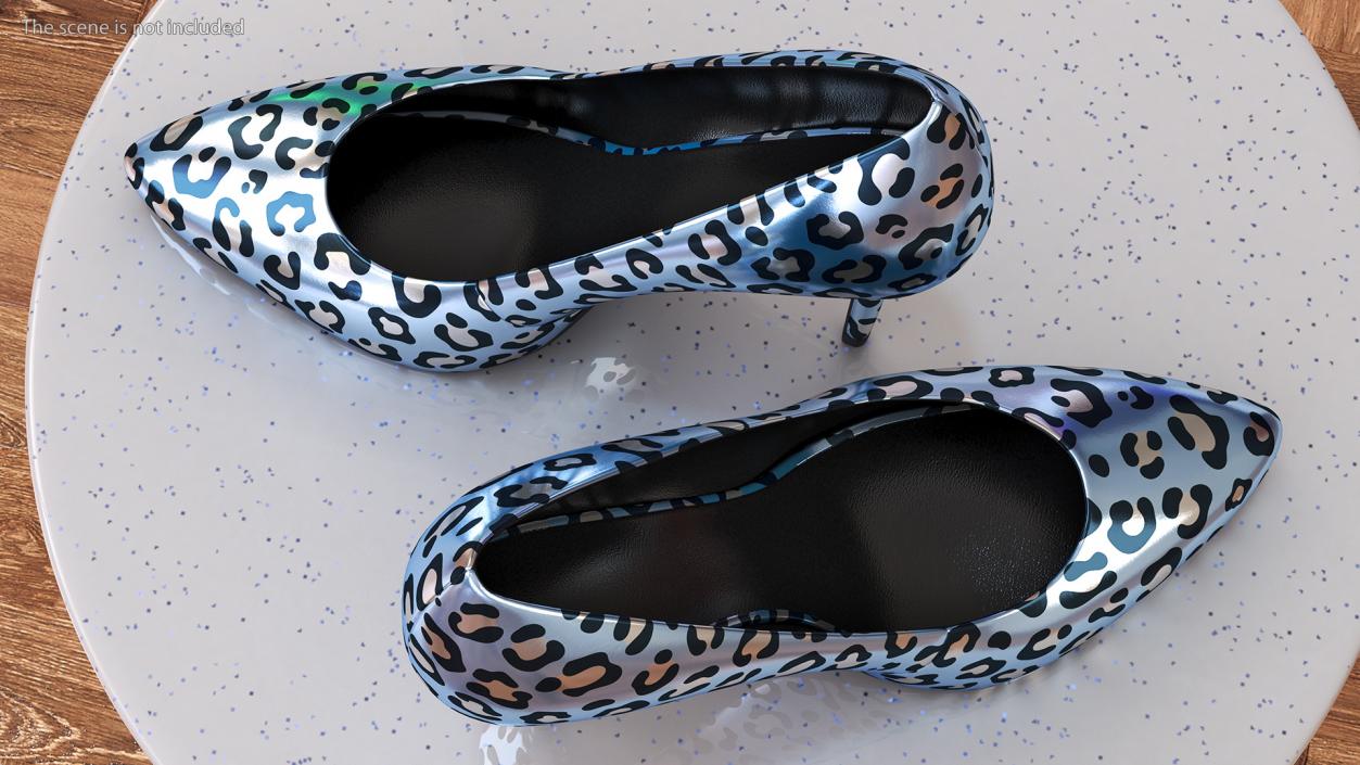 3D Blue Leopard Heels model