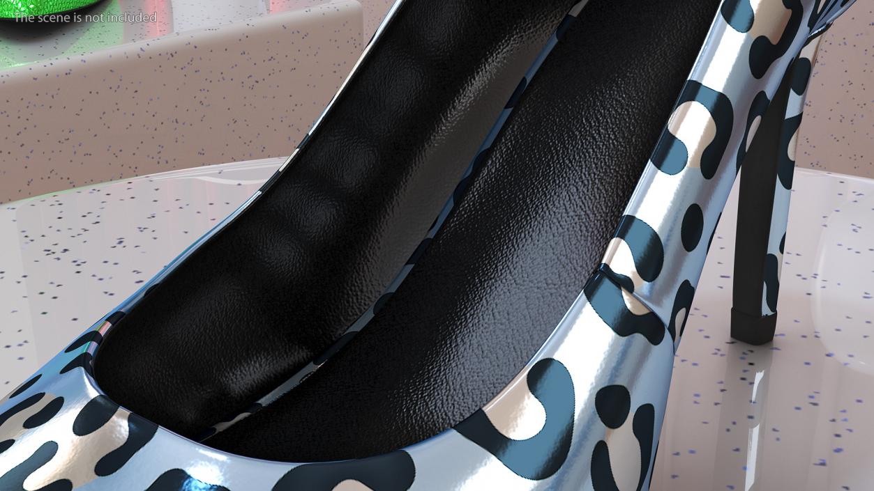 3D Blue Leopard Heels model