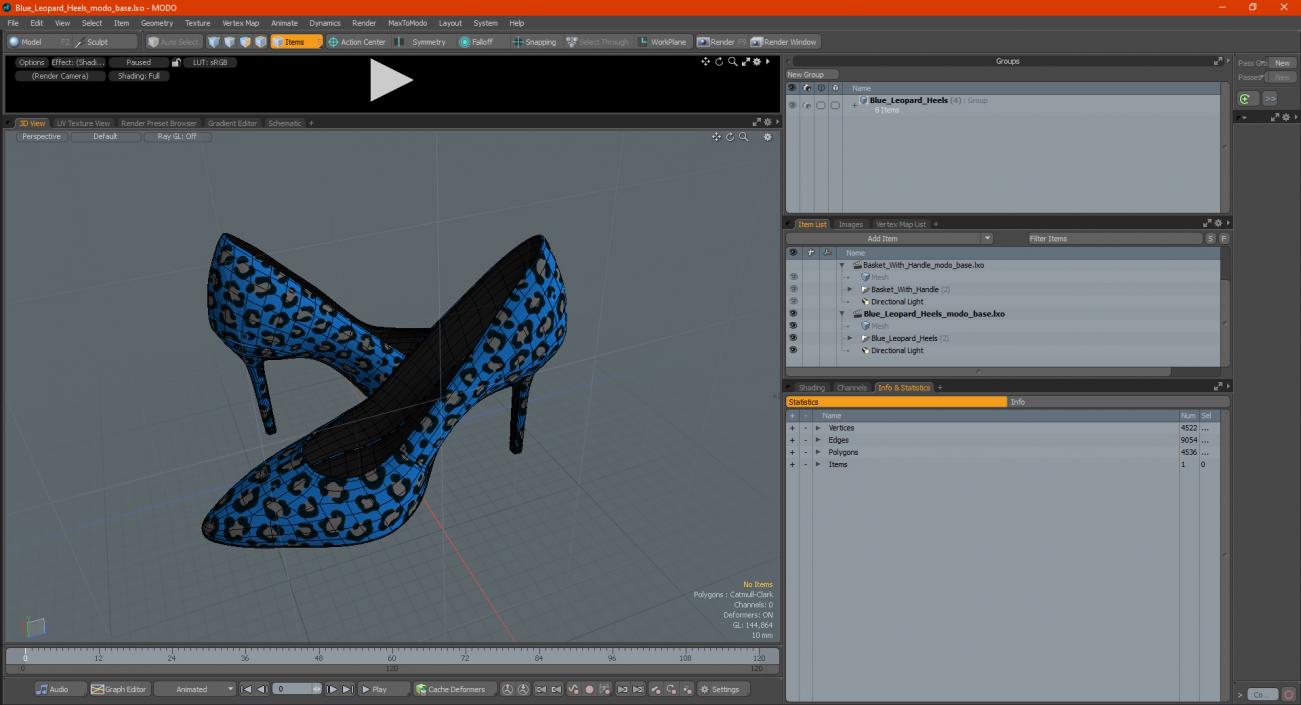 3D Blue Leopard Heels model