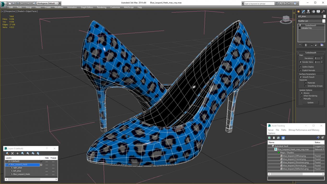 3D Blue Leopard Heels model